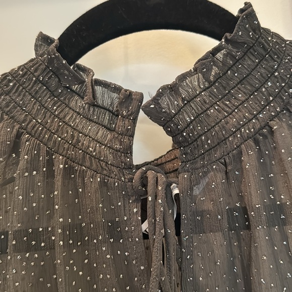 Zara Sheer Grey Sparkle Blouse Small NWT - Picture 4 of 13